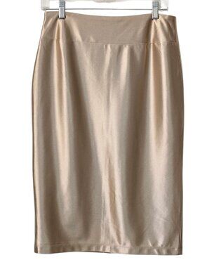 Soho Apparel Champagne-colored Mid-Length Satin-like Pencil Skirt Size Small